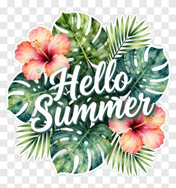 Hello Summer Floral Composition PNG
