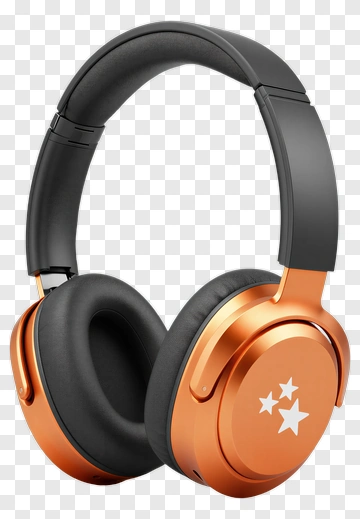 Orange Headphones With Stars PNG