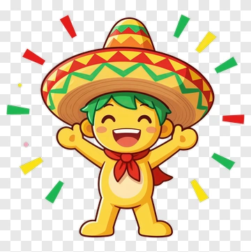 Cartoon Boy Wearing A Sombrero PNG