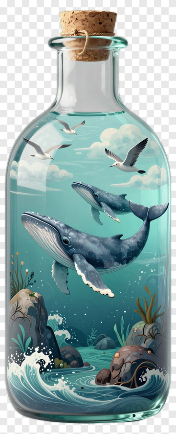 Whale Scene In A Bottle PNG