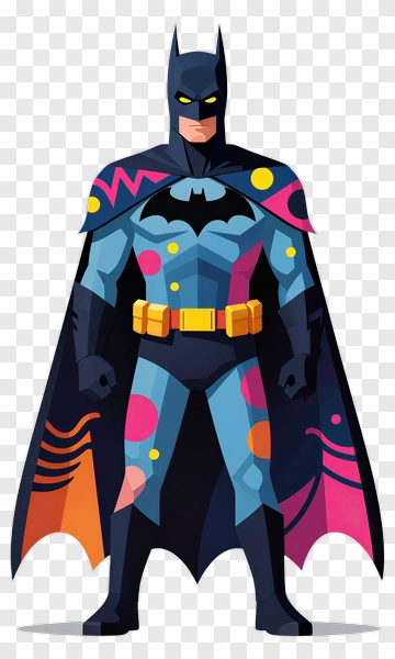 Cartoon Superhero In Colorful Costume PNG