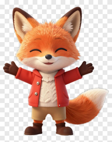 Cartoon Fox With Open Arms PNG