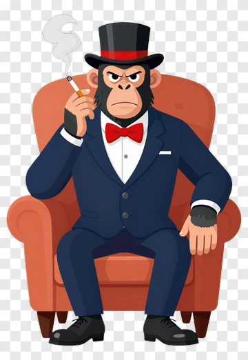 Cartoon Monkey In A Suit Sitting In A Chair PNG
