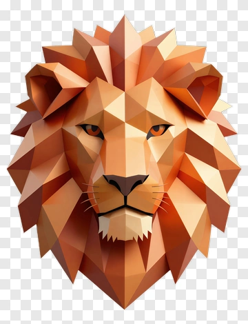 3D Lion Head Sculpture PNG