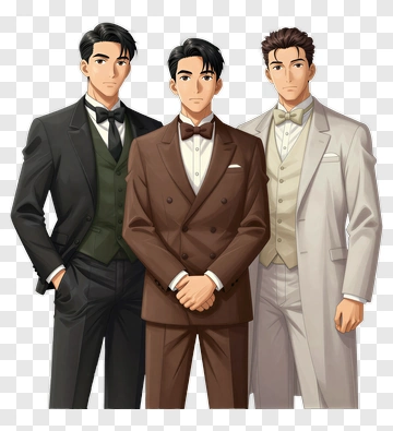 Three Young Men In Formal Attire PNG