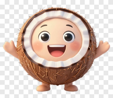 Cartoon Coconut Character Smiling PNG