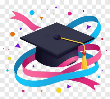 Graduation Cap With Colorful Ribbons PNG