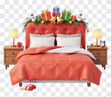 Christmas Bedroom With Gifts And Decorations PNG