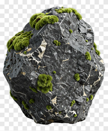 Rock Covered With Green Moss PNG