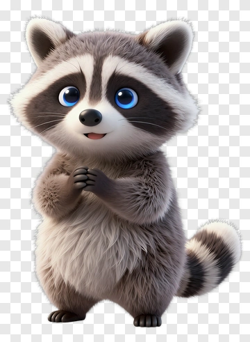 Cartoon Raccoon With A Cute Expression PNG