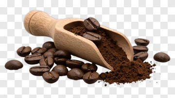 Wooden Scoop With Coffee Beans And Ground Coffee PNG