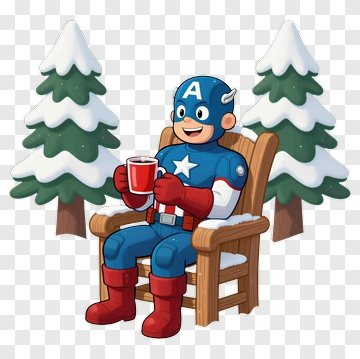 Cartoon Superhero Sitting In A Winter Wonderland PNG
