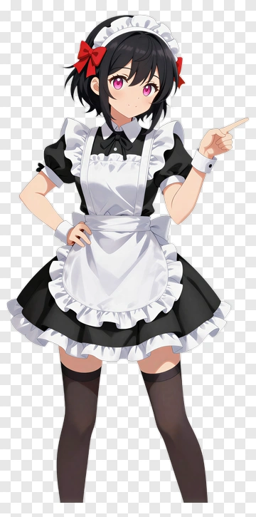 Maid Character Pointing PNG