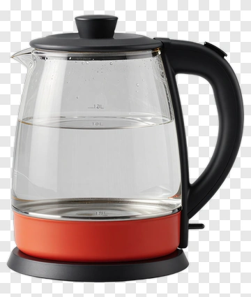 Glass Electric Kettle With Red Base PNG
