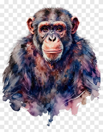 Watercolor Chimpanzee Portrait PNG