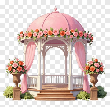 Elegant Gazebo With Floral Decorations PNG