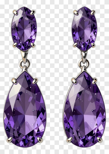 Purple Teardrop Earrings PNG