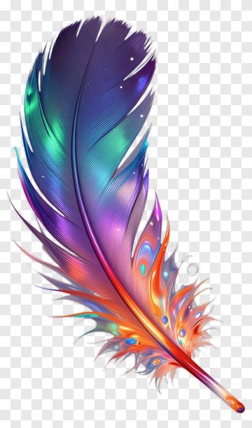 Colorful Feather With Vibrant Patterns PNG