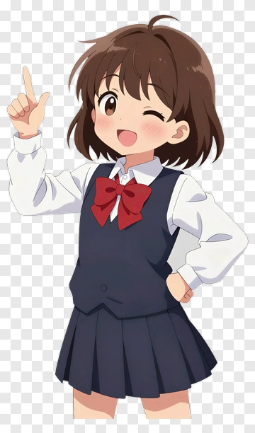 Happy Schoolgirl Winking With A Raised Finger PNG