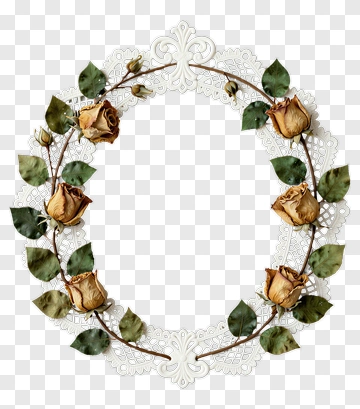 Dried Rose Wreath With Green Leaves PNG