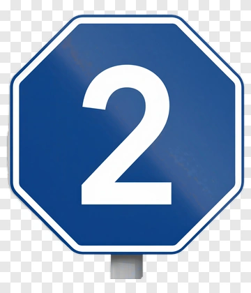 Blue Stop Sign With Number Two PNG