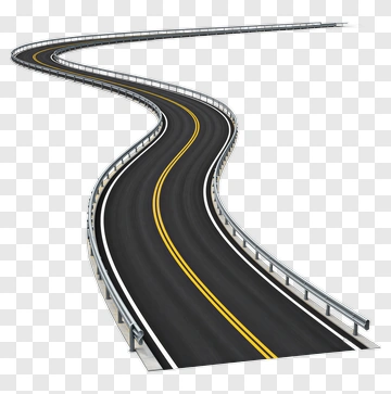 Curved Road With Yellow Lines PNG