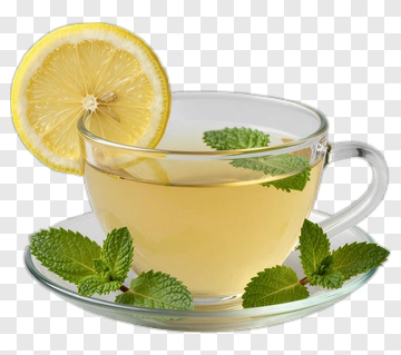 Glass Cup Of Lemon Tea With Fresh Mint Leaves PNG