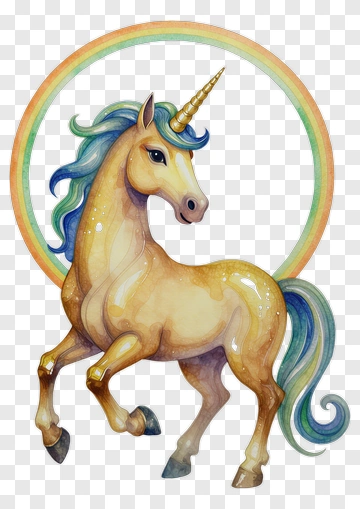Colorful Unicorn With Rainbow PNG