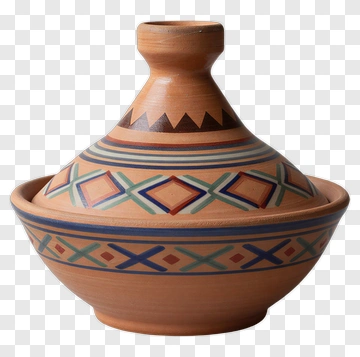 Decorative Clay Tagine With Geometric Patterns PNG