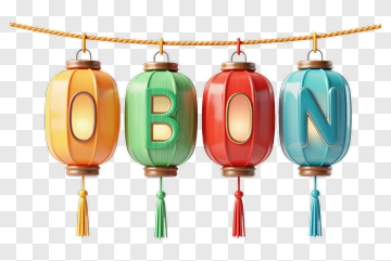 Colorful Lanterns Spelling Obon PNG
