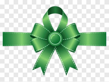 Green Ribbon Bow With Decorative Tail PNG