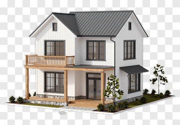 Modern House With Porch And Garden PNG