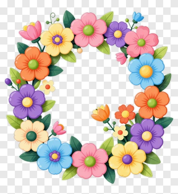 Colorful Floral Wreath PNG