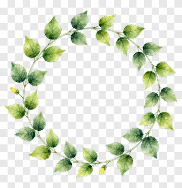 Watercolor Leaf Wreath PNG