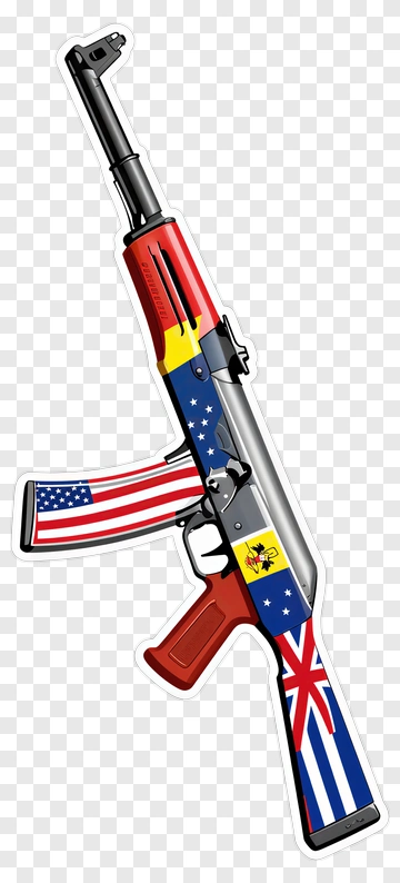 Decorative Ak-47 With Flags PNG