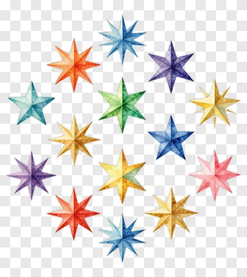 Colorful Watercolor Stars PNG