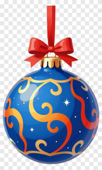 Christmas Ornament With Blue And Red Design PNG