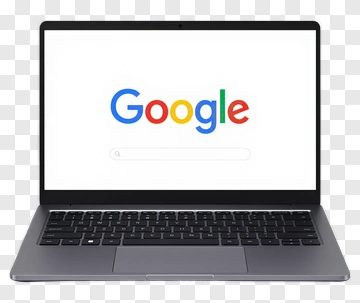 Laptop Displaying Google Search Page PNG