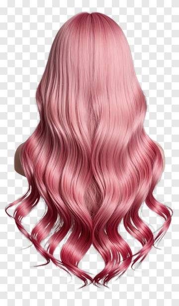 Long Pink Wavy Hair PNG