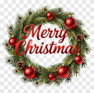 Christmas Wreath With Merry Christmas Message PNG