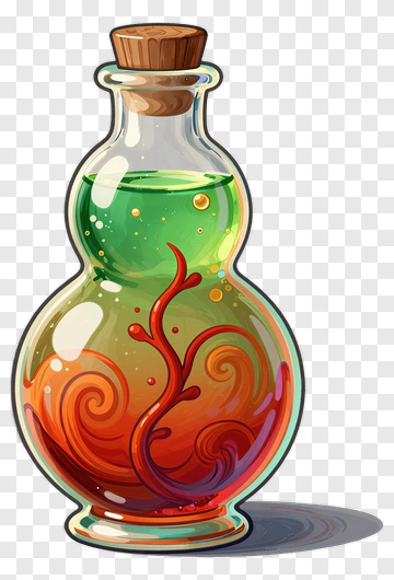 Colorful Potion Bottle With Swirling Liquid PNG