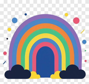 Colorful Rainbow With Clouds PNG