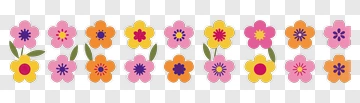 Colorful Flower Border Decoration PNG