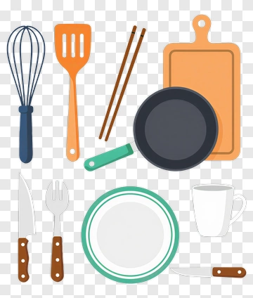 Kitchen Utensils And Cookware Set PNG