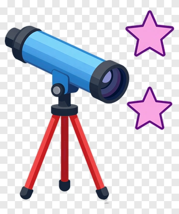 Cartoon Telescope With Stars PNG