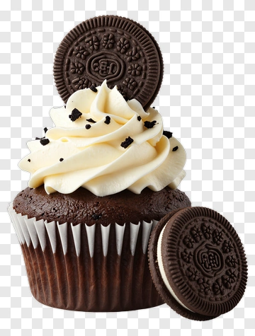 Chocolate Cupcake With Oreo Cookies PNG