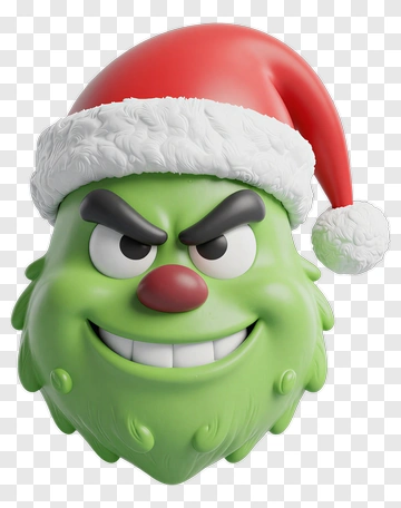 Cartoon Grinch Wearing A Santa Hat PNG