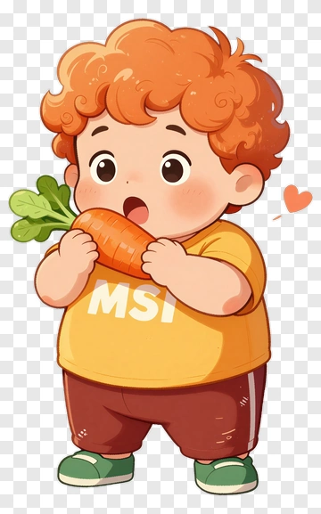 Cartoon Boy Eating A Carrot PNG