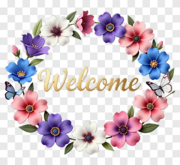 Floral Welcome Wreath PNG