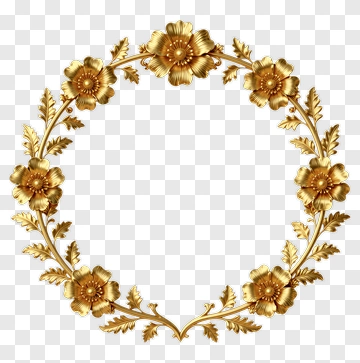 Golden Floral Wreath PNG